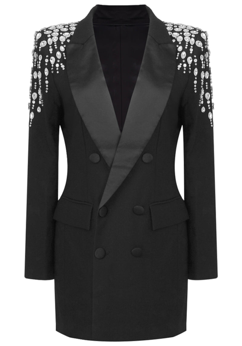 Nachla Embellished Shoulder Blazer Dress In Black