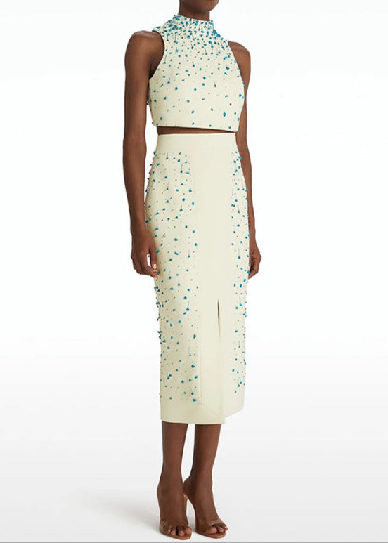 Angie Turquoise Embellished Two Piece Set