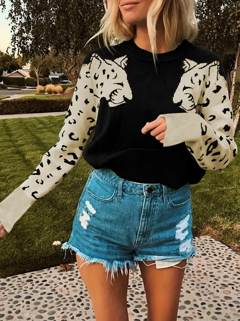 Leopard Round Neck Sweater