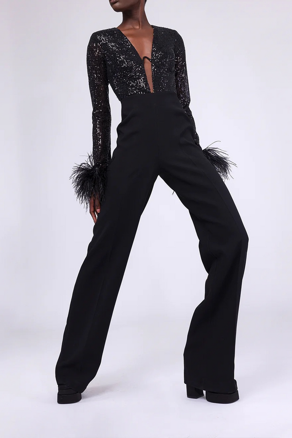 Frances Sequin Feather Jumpsuit