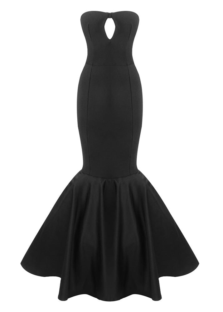 Caus Strapless Mermaid Maxi Dress In Black