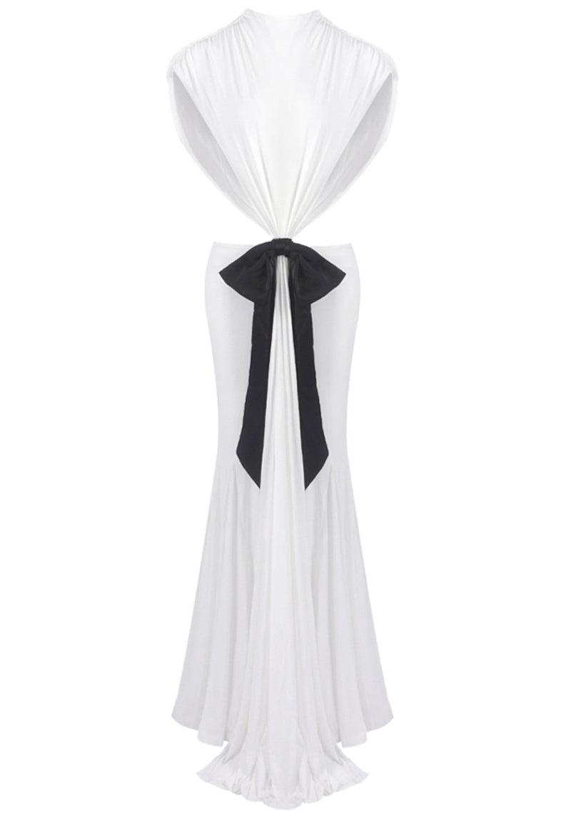 Dabney Bow Backless Maxi Dress In White