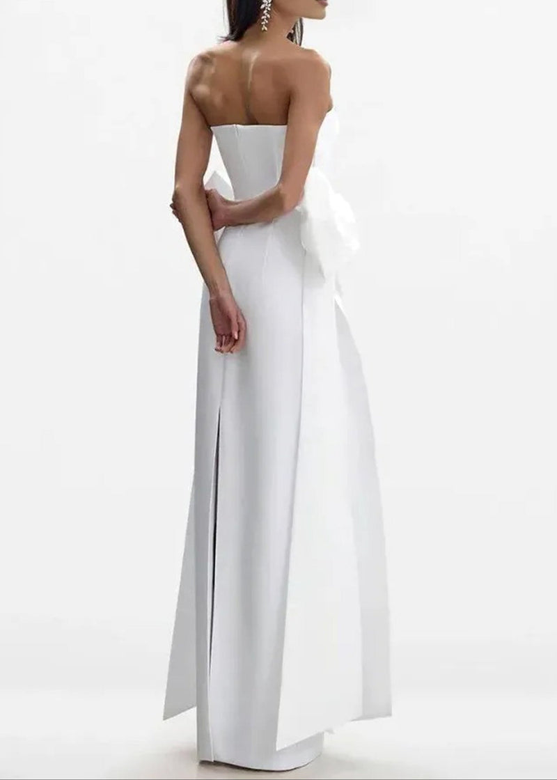 Abbott Strapless Bow Detail Maxi Dress In White