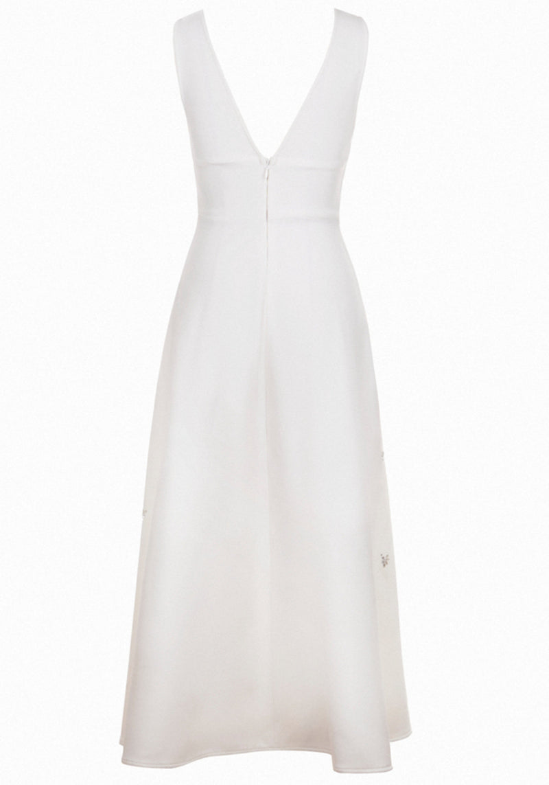 Dakari Crystal Embellished A Line Midi Dress In White
