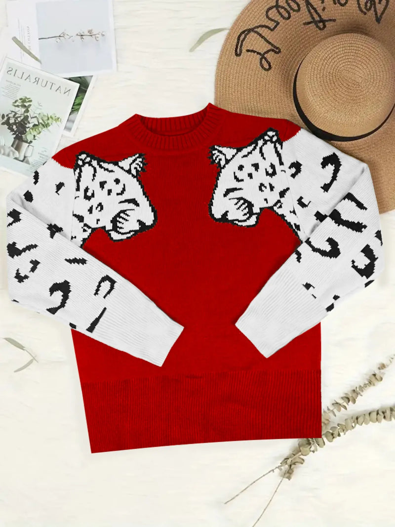 Leopard Round Neck Sweater