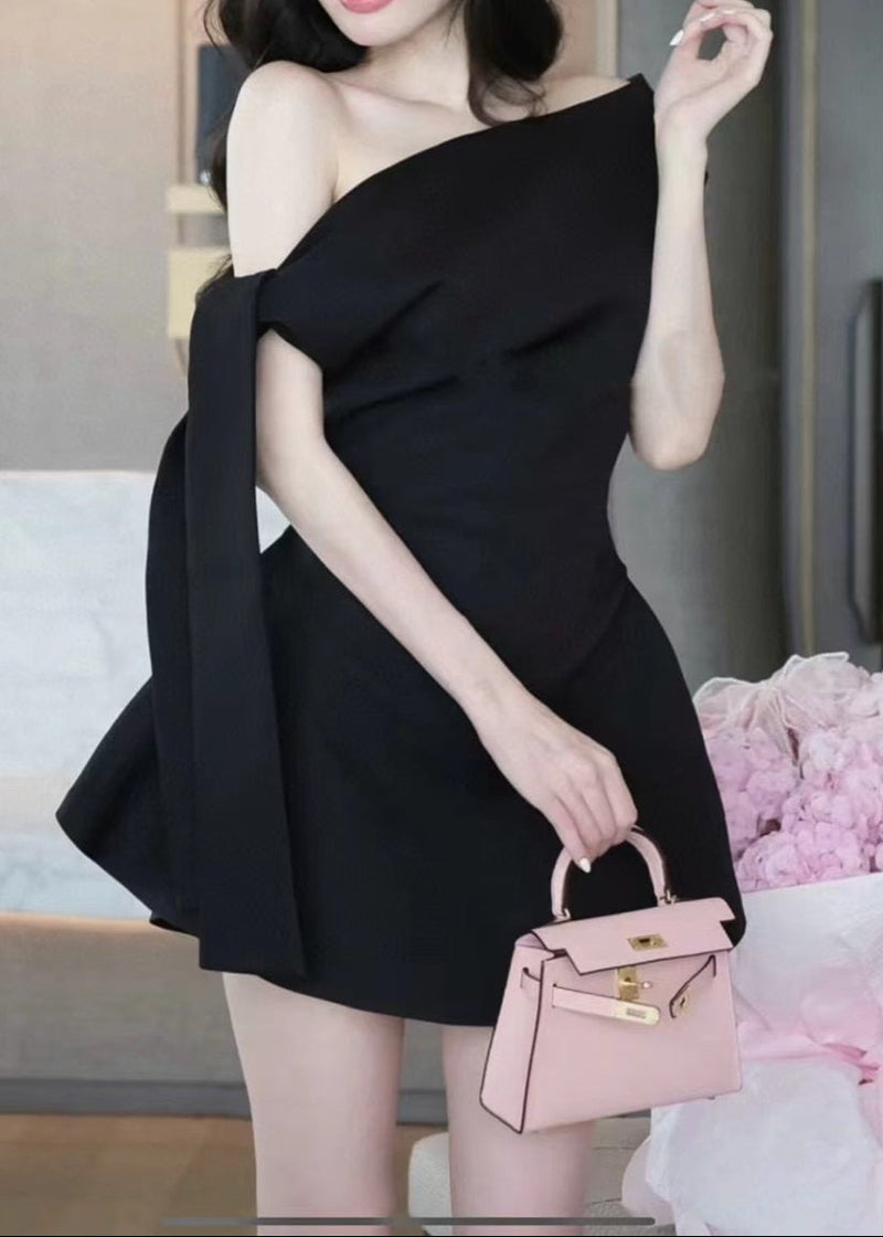 Zyxaris Asymmetric One Shoulder Flare Mini Dress In White