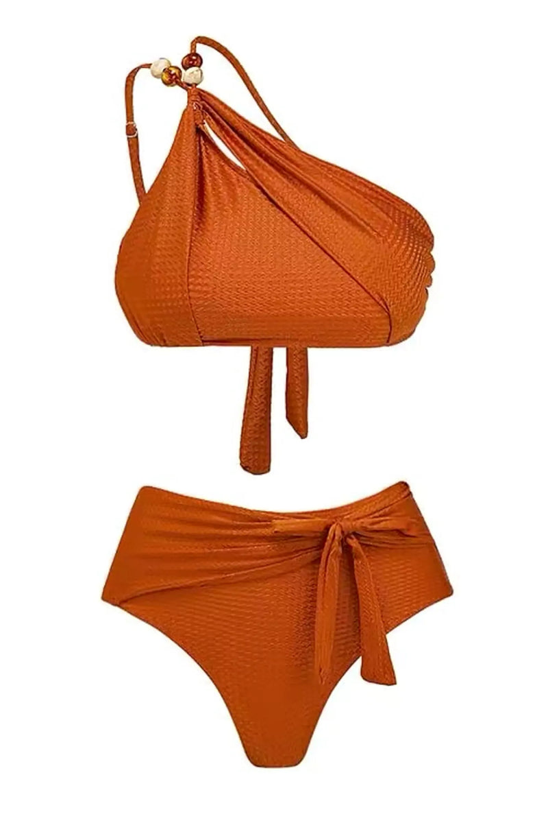 Heather One Shoulder Bikini In Orange