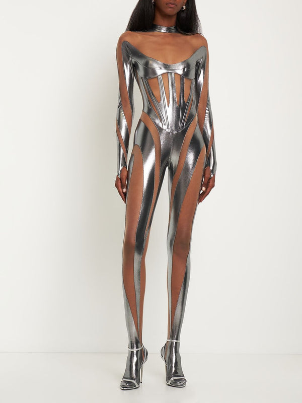 Bianey Long Sleeve Mesh Jumpsuit