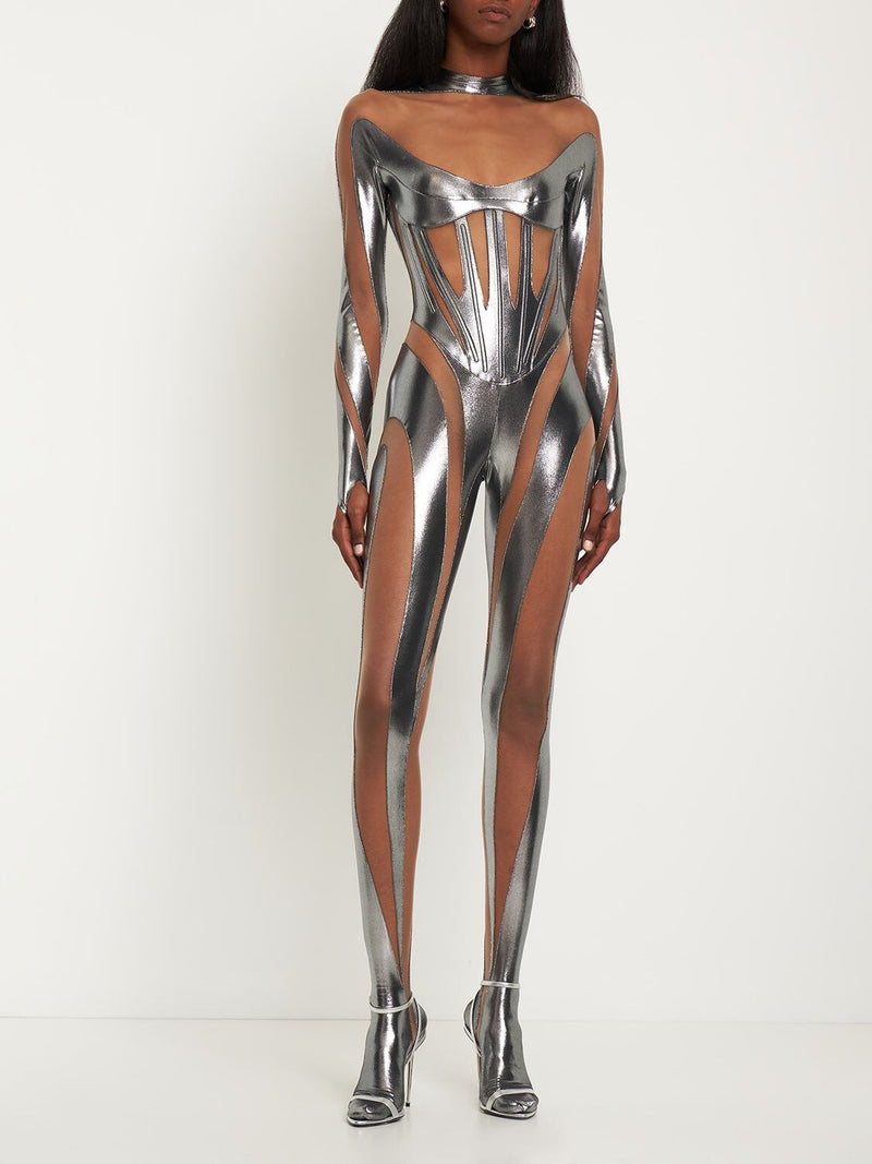 Bianey Long Sleeve Mesh Jumpsuit