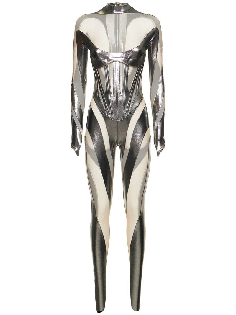 Bianey Long Sleeve Mesh Jumpsuit