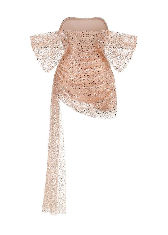 Emine Off-Shoulder Sequin Embroidered Mini Dress
