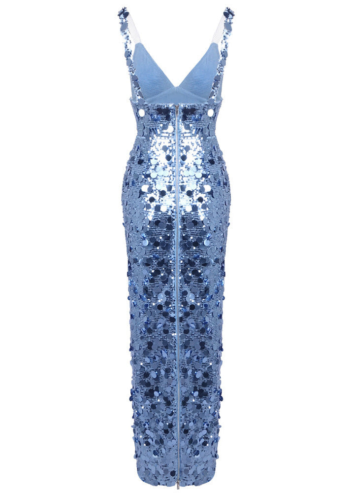 Vesse Sequin Maxi Dress In Blue
