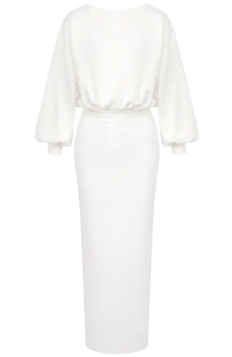 Ilyria Long Sleeve Maxi Dress In White