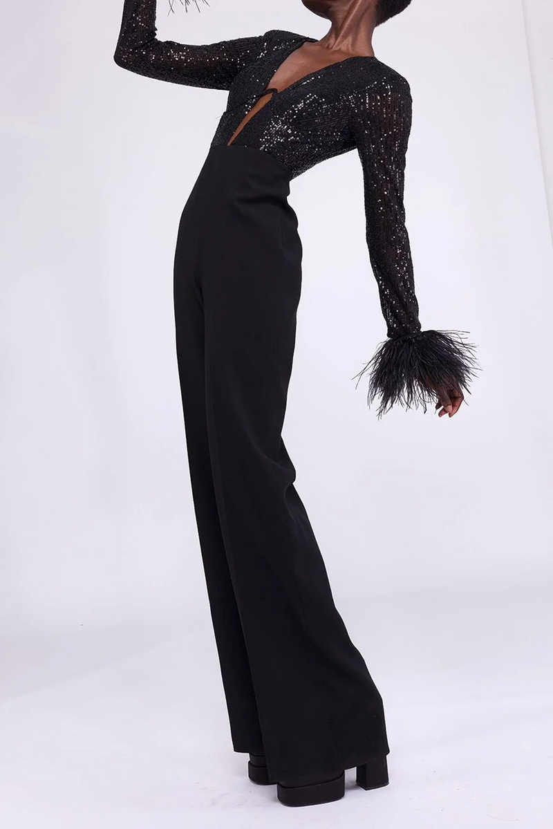 Frances Sequin Feather Jumpsuit