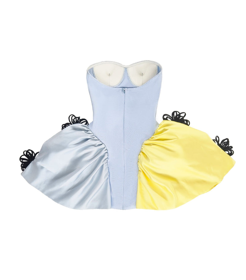 Wambach Contrast Color 3D Flower Puffy Mini Dress