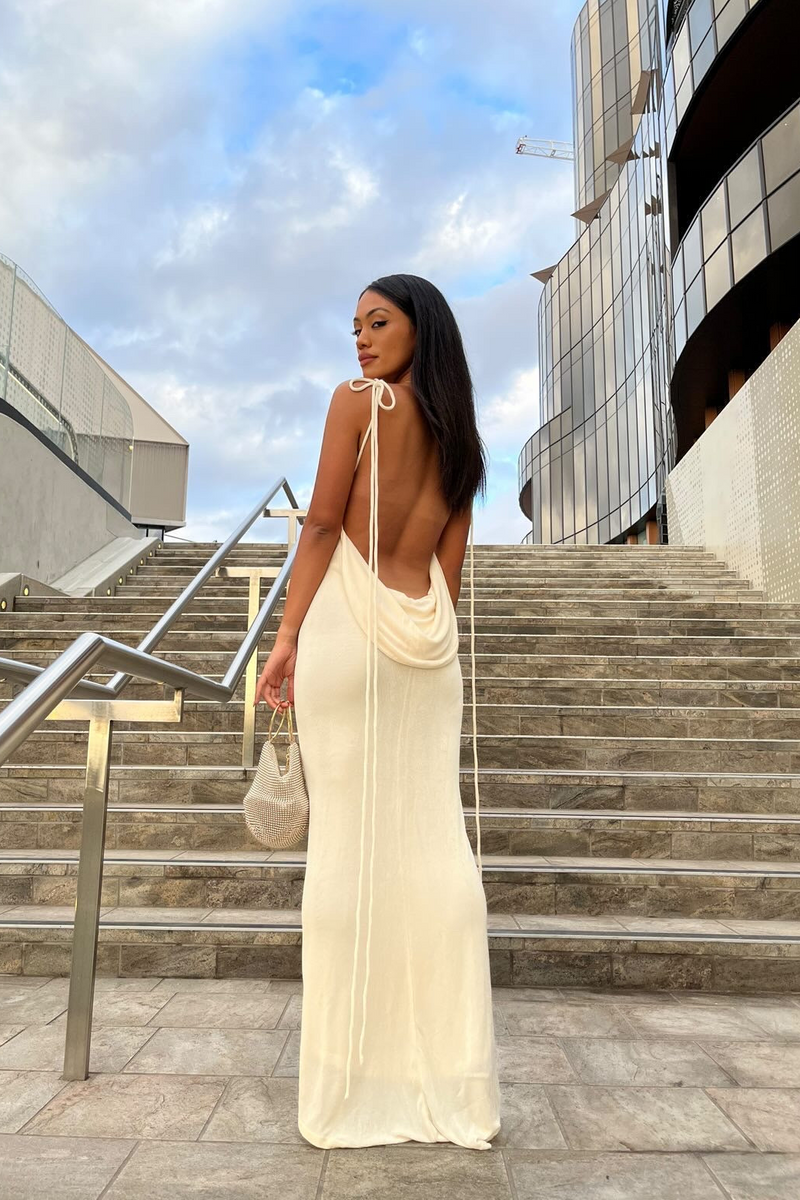 Sagia Backless Maxi Dress In White