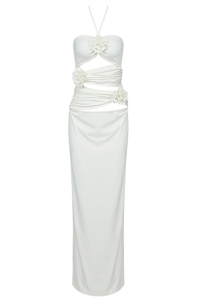 Mola Halterneck Cutout Maxi Dress In White