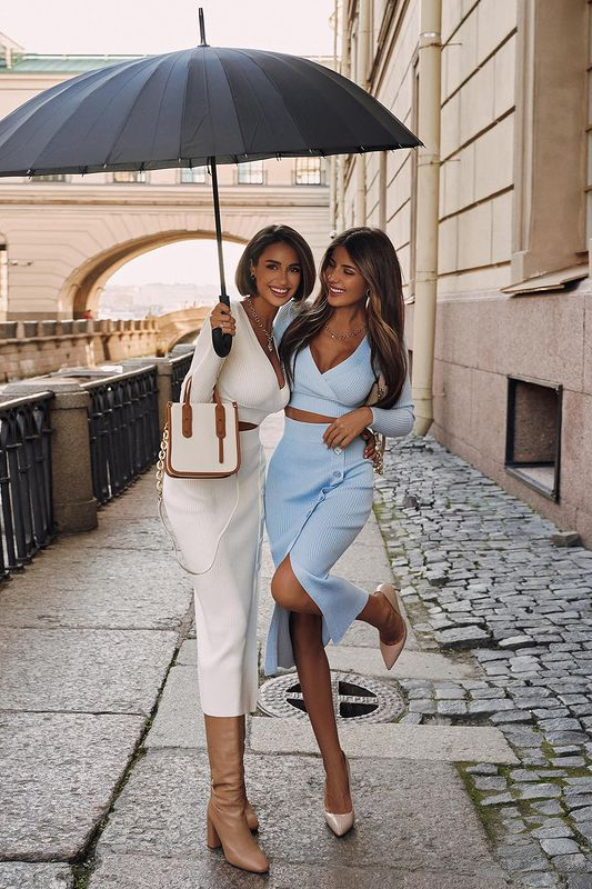 Charlotte V Neck Long Sleeve Bandage Set In White