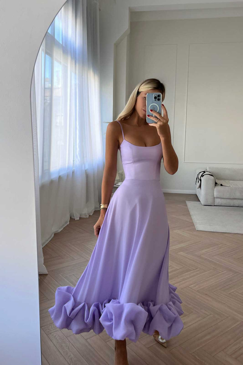 Maryam Flounce Bustier Midi Dress In Lavender