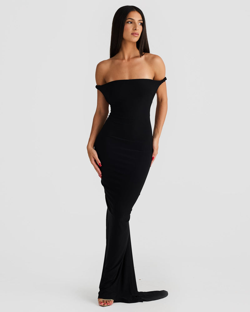 Misael Halterneck Backless Maxi Dress In Black