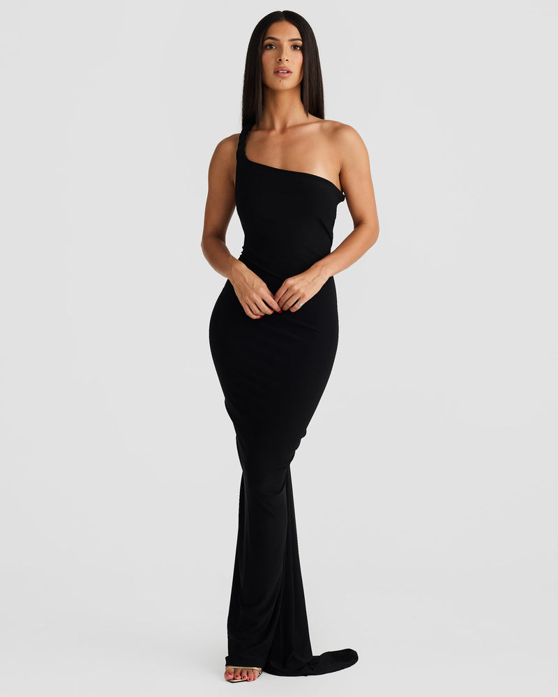 Misael Halterneck Backless Maxi Dress In Black