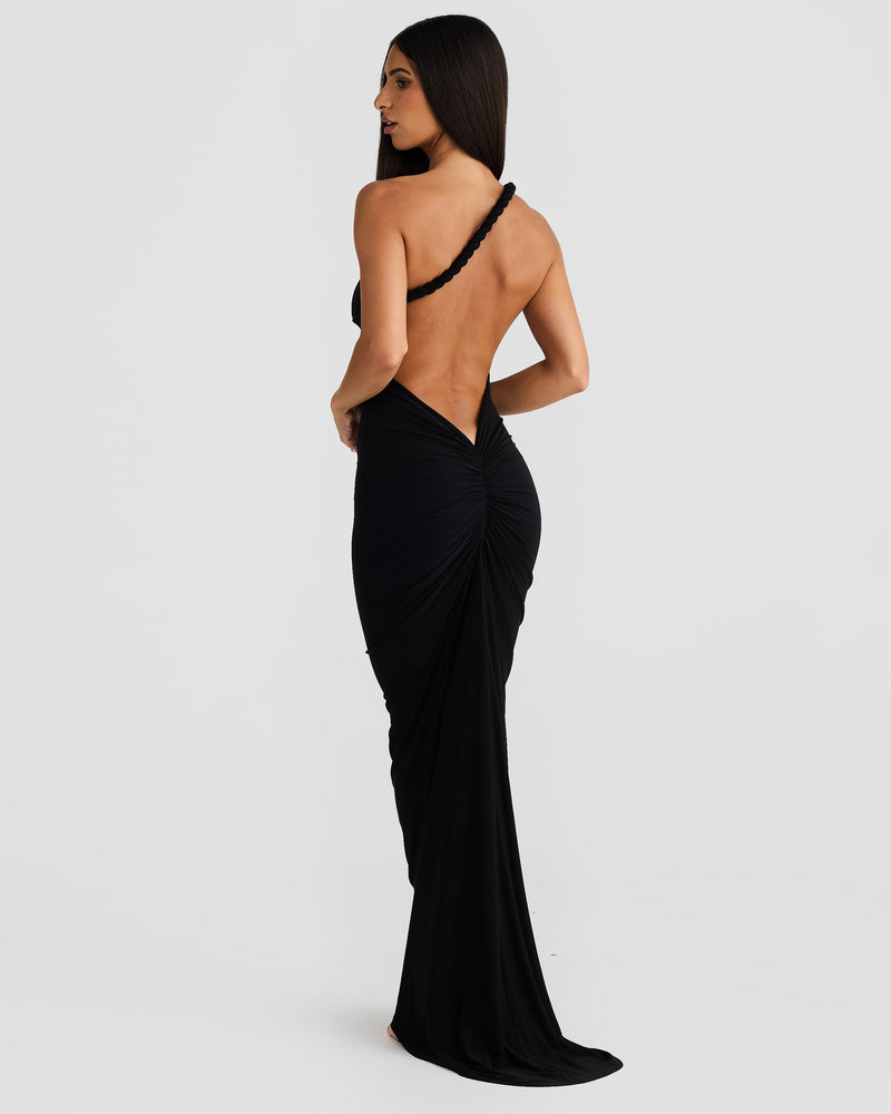 Misael Halterneck Backless Maxi Dress In Black