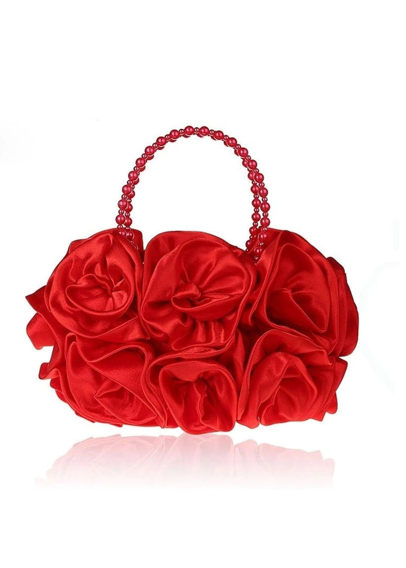 Yasir Satin Rosettes Pearl Handbag