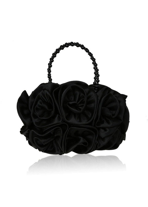 Yasir Satin Rosettes Pearl Handbag