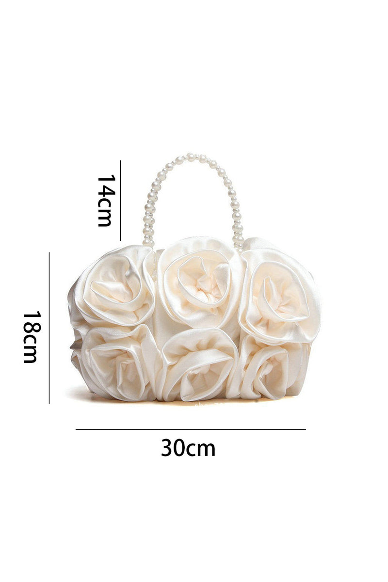 Yasir Satin Rosettes Pearl Handbag